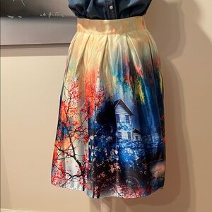 Choies Multicolor Scenic A-Line Skirt